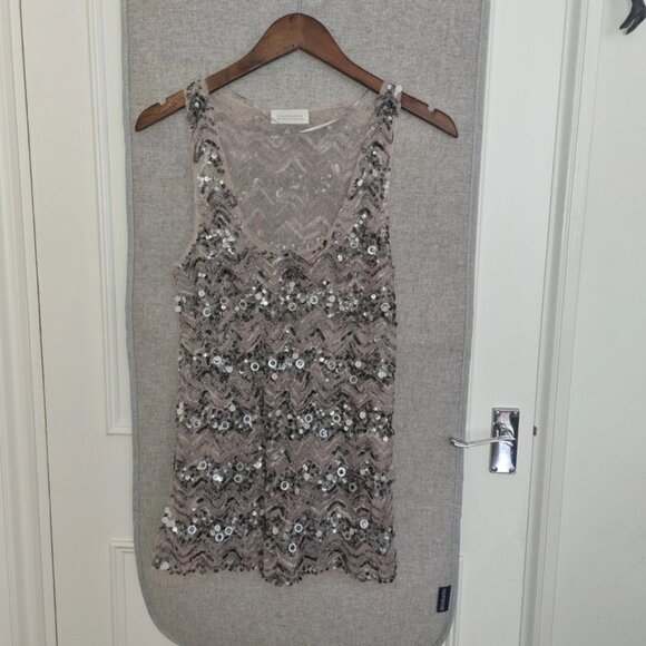 Zara Grey and neutral colours sequin sleeveless top. - Picture 1 of 5